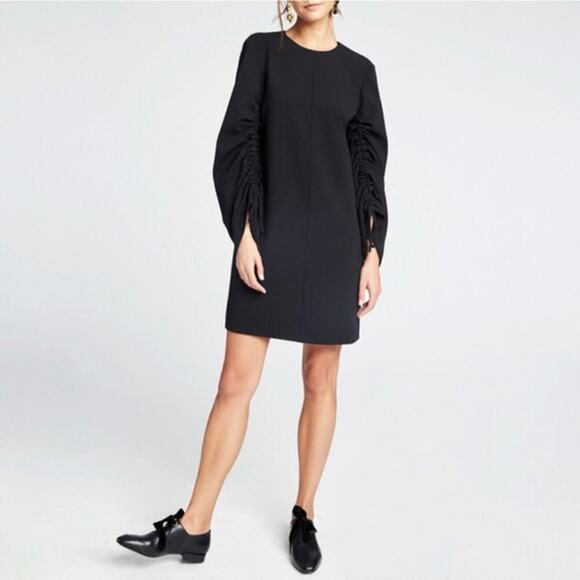 Tibi Sculpted Sleeve Shift Dress Black Size 0 - Picture 2 of 8